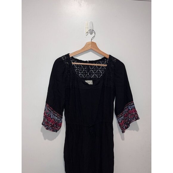 Abercrombie Black Lace Detailing & Floral Cuff Sleeves Women's Jumpsuit Size XL - Picture 2 of 9
